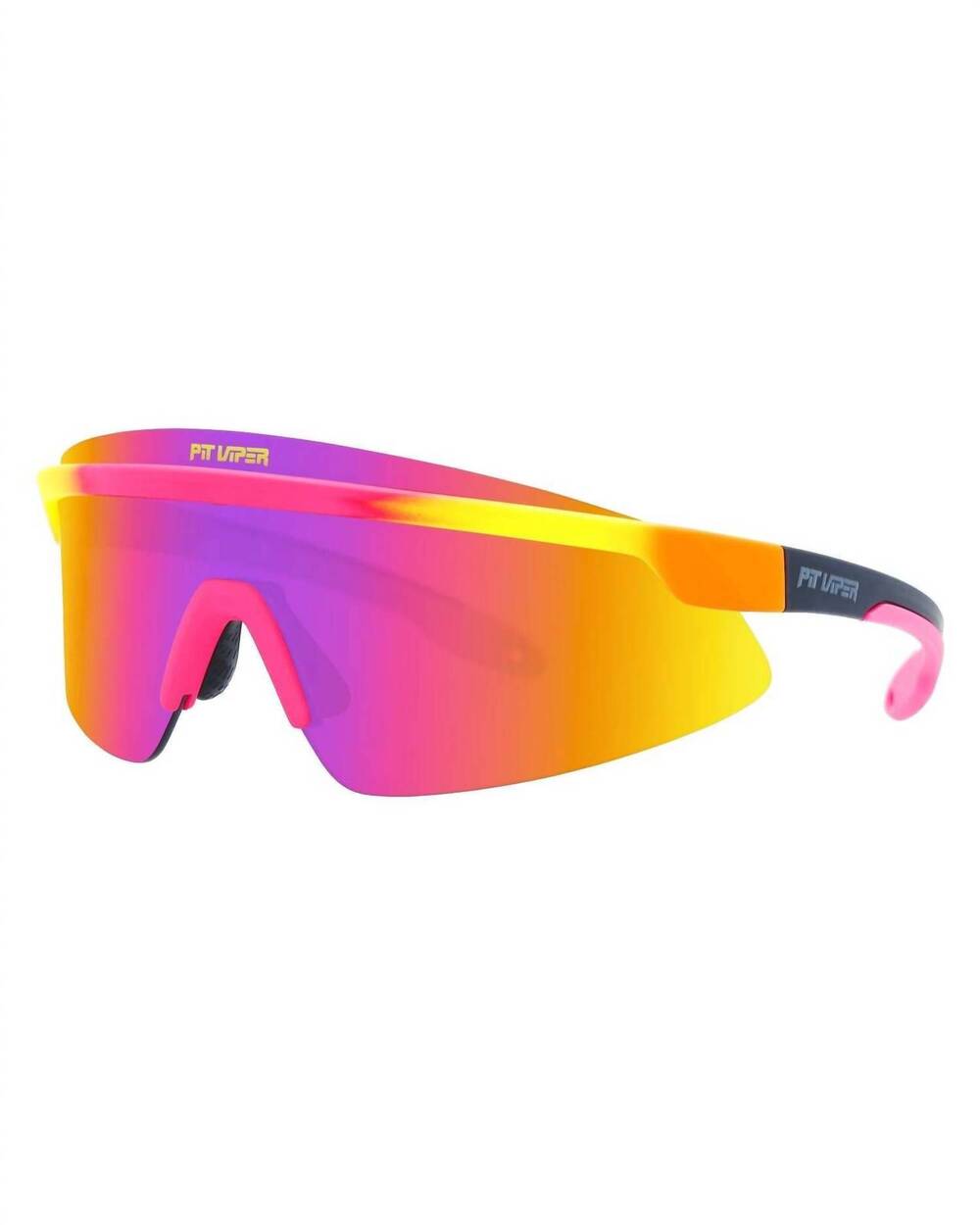 NEW PIT VIPER men's skysurfer sunglasses in yellow & pink / pink purple mirror p